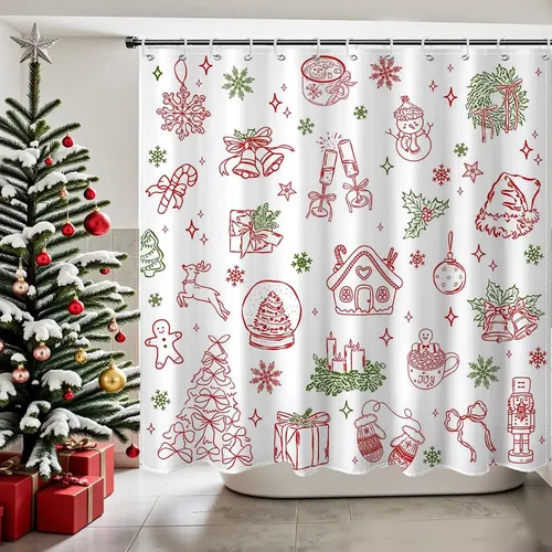 Cortina De Ducha De Navidad Para Niños Con Árbol Lindo