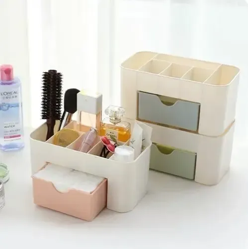 Organizador Maquillaje Smart Beauty Plástico Compartimientos Verde 10x20cm