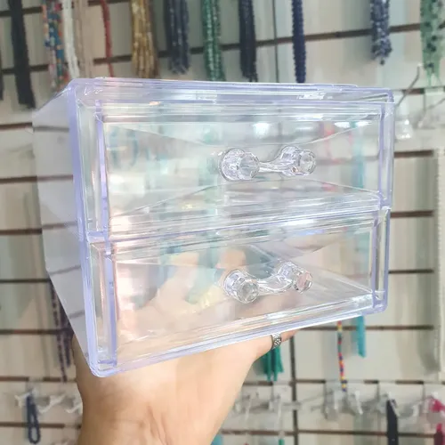 Organizador Acrílico 2 Cajones Transparente Maquillaje Joya