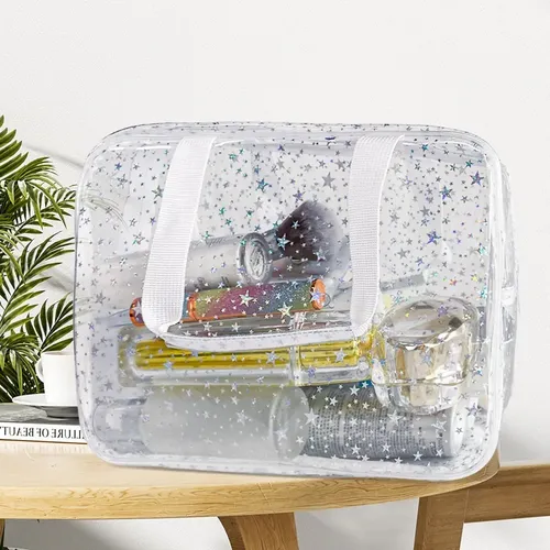 – Bolsa Maquillaje Transparente Impermeable Estrellas Cc
