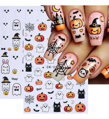 Pegatinas De Uñas Stzpronail Ghost Halloween, 12 Unidades, P