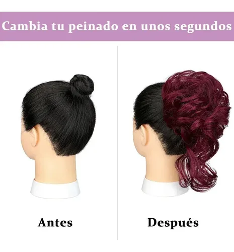 Coleta Postiza Cabello Ondulado Desordenado Vino Rojo A