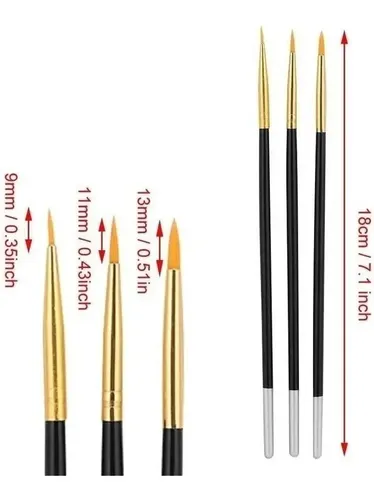 Kit De Pincel Liner X 3 Decoration Nail Art Professional