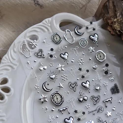 Adhesivos Metálicos Para Uñas Dark Star Moon Heartbeat, Esti