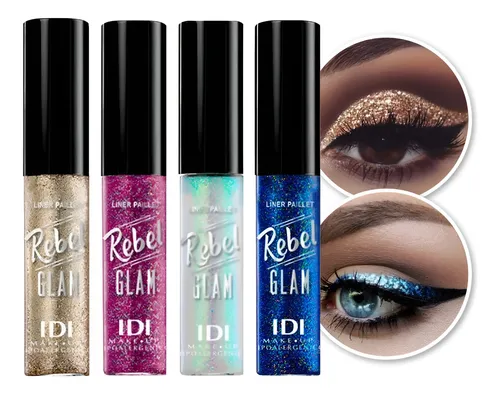 Delineador Glitter Eyeliner Liquido En Gel Set Para Ojos Idi