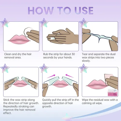 Láminas De Cera Para Labios Lawink, 20 Tiras Y 4 Toallitas D
