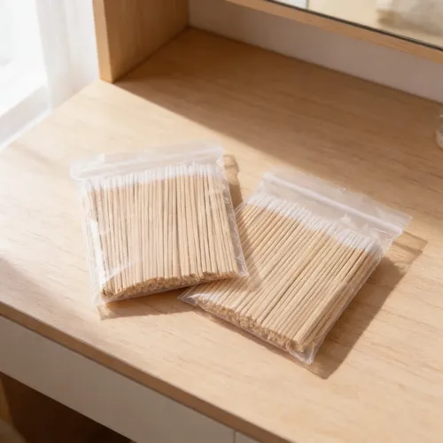 100 Microhisopos Madera Finito Para Pestañas Maquillaje