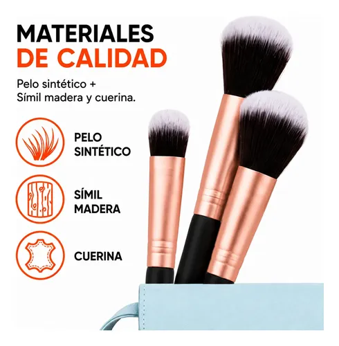 Set 12 Brochas Y Pinceles Para Maquillaje + Estuche Colores