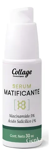 Serum Matificante Niacinamida 5% Salicilico 1% 30cc Collage Momento de aplicación Día/Noche Tipo de piel Grasa