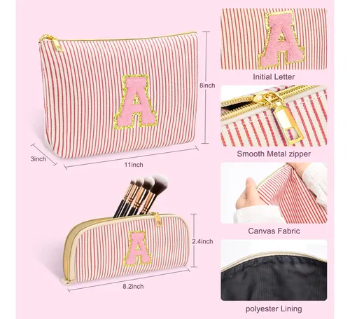 Bolsa De Maquillaje Ibeacos 28x20x8cm Inicial Personalizada