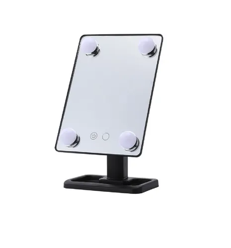 Espejo De Maquillaje 4 Focos Grupoferta Led Rotable 360° Portatil A Pila Color Blanco