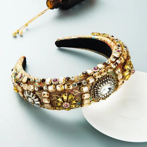 Diadema Bohemia Con Diamantes De Imitación, Aro Marrón