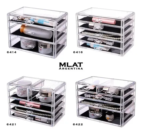 Organizador Acrílico Maquillaje 2 Cajoneras – 6404 + 6414
