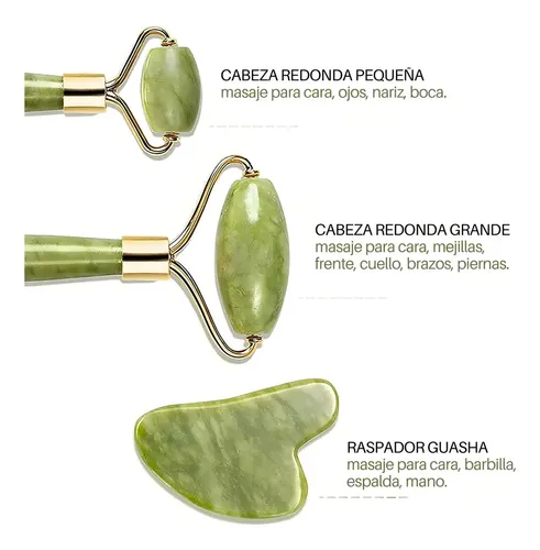 As Kit Rodillo Y Piedra Gua Sha Masajeadora De Jade As