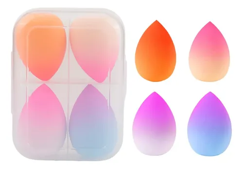 1set 4 Esponjas Maquillaje Con Estuche Plástico A *2