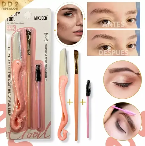 Kit Para Cejas Perfilador+pincel+cepillo Set Para Maquillaje