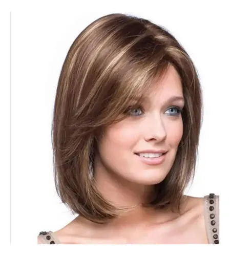 W Peluca De Pelo Bob Liso Natural, Estilo Corto A R
