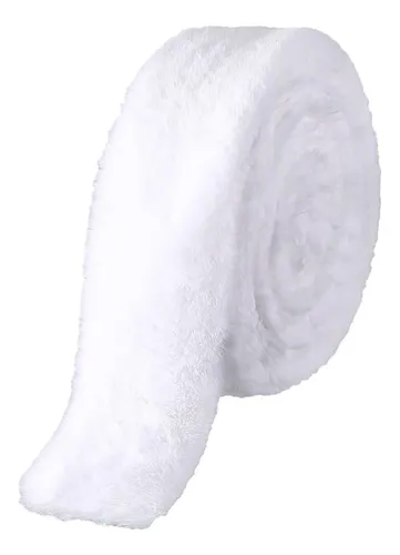 Cinta Decorativa Con Ribete De Piel Pelaje Corto Blanco
