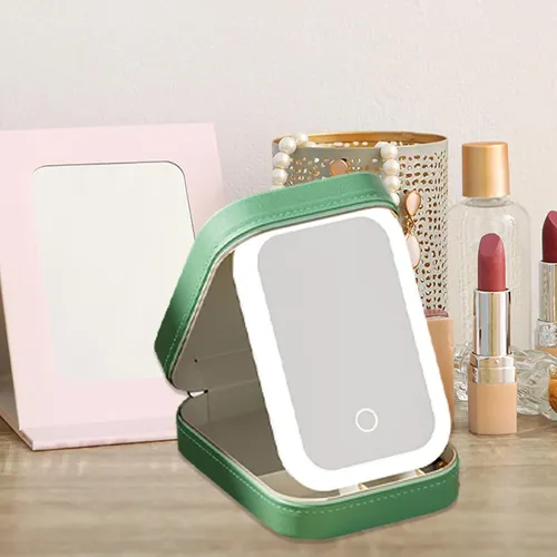 Estuche De Maquillaje Con Espejo Led Y Organizador Blanco