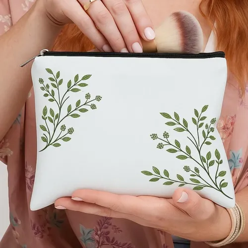 Bolsa De Maquillaje Nórdica Con Forma De Rama De Hoja, 1 Uni