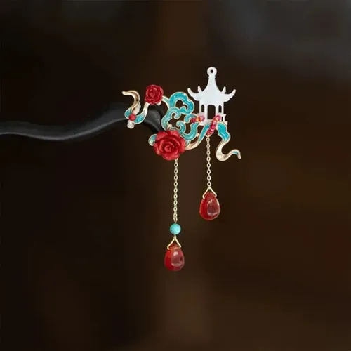 Broche De Pelo Recogido Inspirado En El Cloisonne Otonal Con