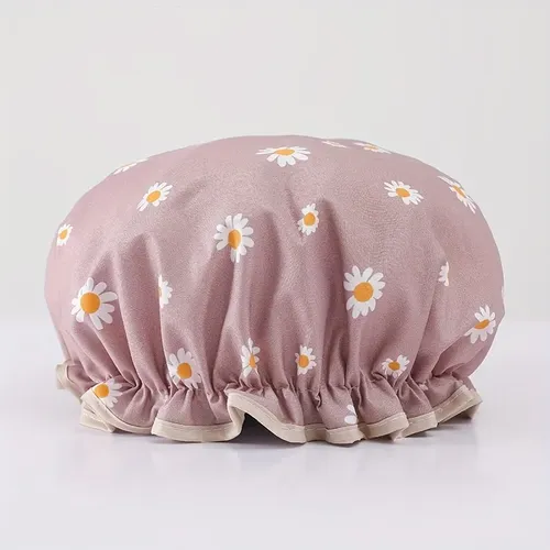 Gorro De Ducha Doble Capa Ajustable Margaritas Rosa