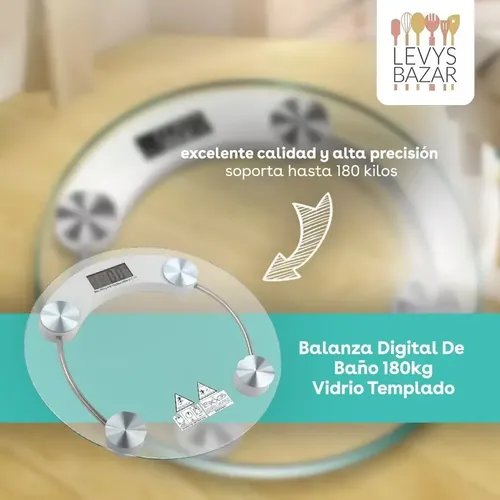 Balanza Digital De Baño Personal 180kg Vidrio Templado Calid Color Redonda