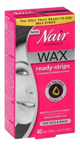 Wax Strips Nair 40 Unidades Para Rostro Y Bikini, Paquete De