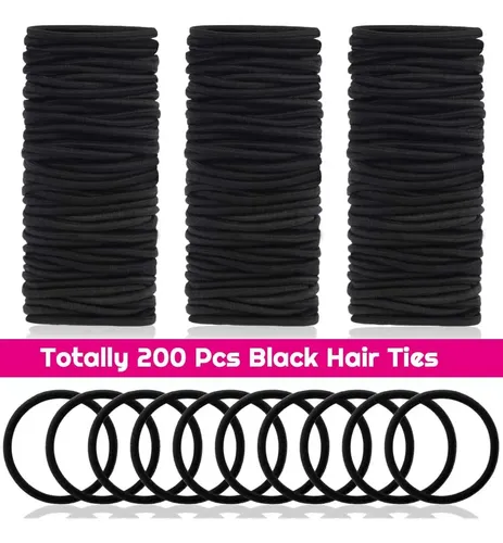 Cintas Para El Cabello Anezus, 200 Unidades, Elásticas Negra