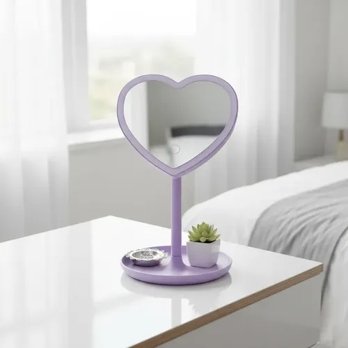 Espejo De Maquillaje De Pie Luz Led Corazon Pila Stnffive