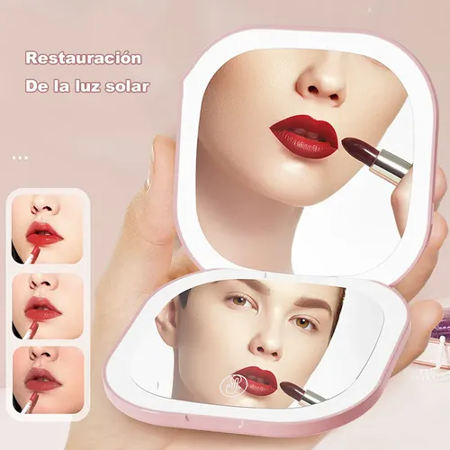 Cxre Espejo De Maquillaje Led Portátil 1x/3x Rosa Ce