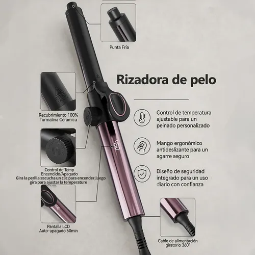 Tenaza Rizadora Cabello 32 Mm Cerámica Anti Frizz Smoky -z