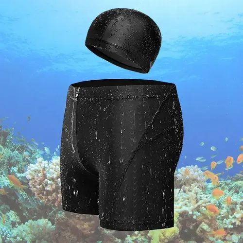 Bañador De Piel De Tiburón For Hombre Con Gorro De Baño