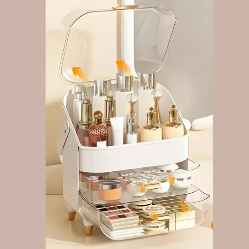 Organizador Maletin Con Manija Porta Maquillaje Cajones Tapa