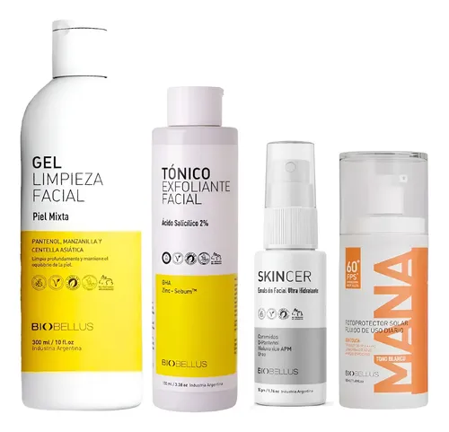 Skincare Gel +tonico Exfoliante +skincer+protector Biobellus