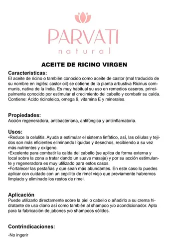 Aceite De Ricino Virgen 100ml