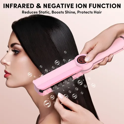 Plancha De Pelo Globlwing Led Rosa De Doble Voltaje De 2,5 C