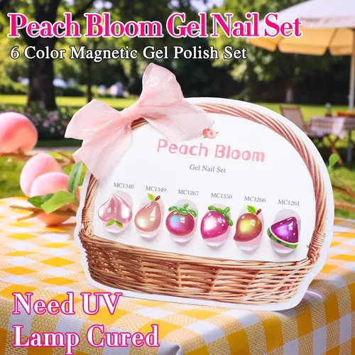 Set 6 Esmaltes Gel Magnéticos Colores Nude Y Rosa