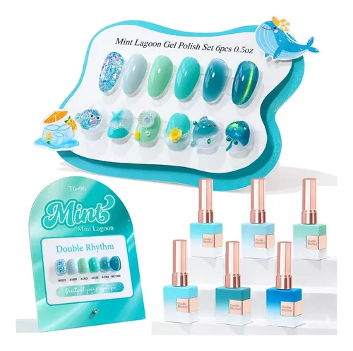 Conjunto Gel Uñas 6pz Mint Lagoon
