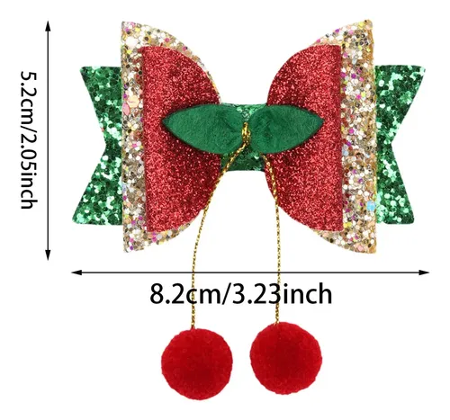Moño Navideño Accesorio Para El Cabello De Cerezas