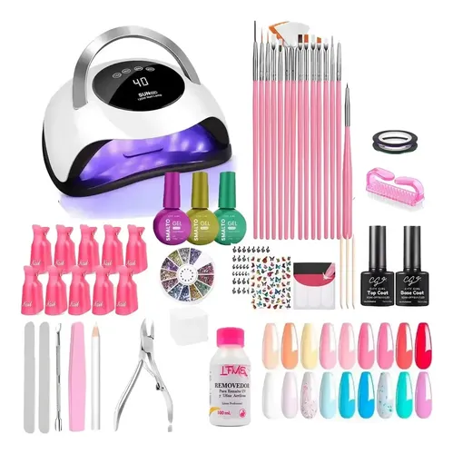 Kit Manicura Semipermanente Uñas Gel Completo Cabina Uv Led