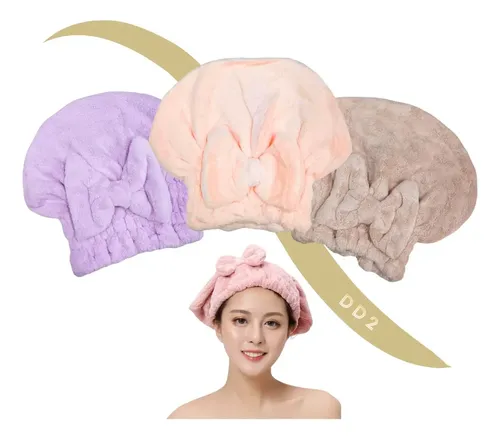 Gorro Toalla Turbante Microfibra Moño Secar Pelo Seca Rápido