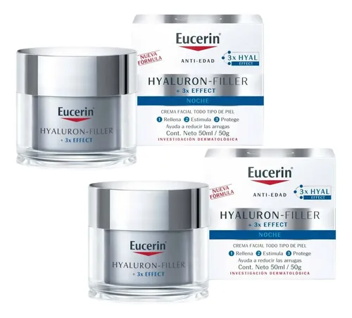 Combo X2 Crema Eucerin Noche Hyaluron-filler 3xeffect 50ml Todo Tipo De Piel Noche