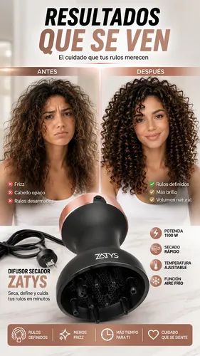 Secador Pelo Difusor Rizos Rulo Definido Secado Rapido 1100w
