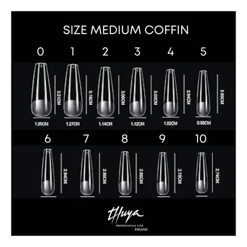Thuya Tips Para Uñas Soft Gel Medium Coffin X550u 9c
