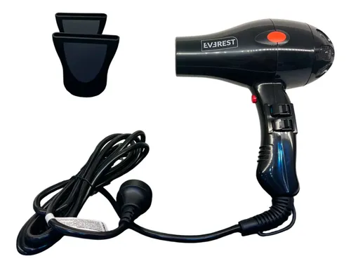 Secador De Pelo Compacto Peluqueria Everest Liviano Negro