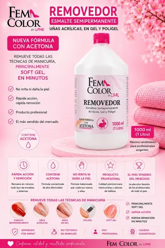 Removedor De Esmalte Uv Uñas Acrilicas 1l Anmat Femcolor