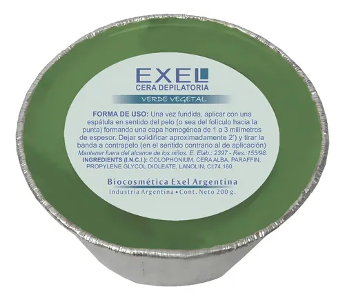 Cera Depilatoria Corporal Verde Elastica Exel 200 G