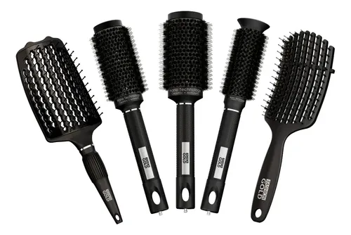 Kit 5 Cepillos De Cabello Profesionales Stylist Fashion Gold
