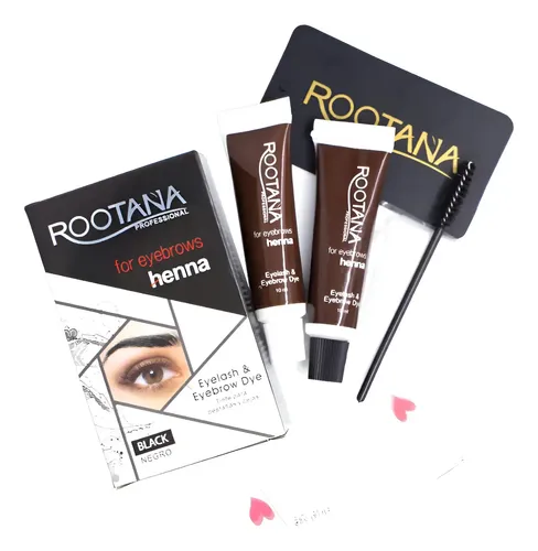 Henna Rootana Cejas Y Pestañas + Perfilador De Cejas Color Negro